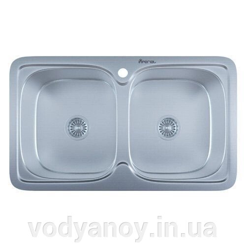 Мийка кухонна Imperial 790 x 480 подвійна Decor ребриста з сифоном від компанії магазин Водяний - фото 1