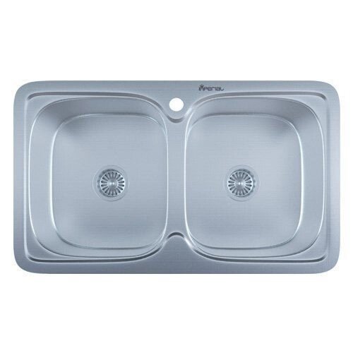 Мийка кухонна Imperial 790 x 480 подвійна полірована з сифоном від компанії магазин Водяний - фото 1
