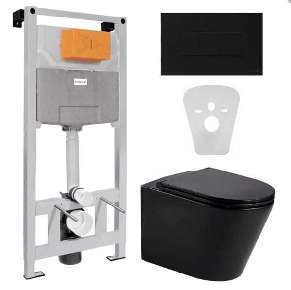 Модуль встановлення Volle Master 3 в 1 з кнопкою + туалет підвісний Nemo Black Rimless + PP сидіння від компанії магазин Водяний - фото 1