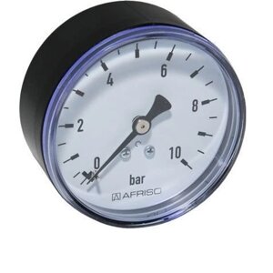 Манометр для вимірювання тиску води 10 бар Afriso d50 горизонтальний 1/4" 63128