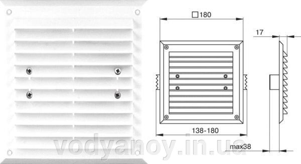 Решітка вентиляційна 155 x 155 МініМакс від компанії магазин Водяний - фото 1