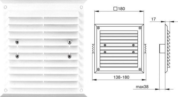 Решітка вентиляційна 180 x 180 МініМакс від компанії магазин Водяний - фото 1