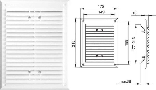 Решітка вентиляційна 225 x 130 МініМакс від компанії магазин Водяний - фото 1