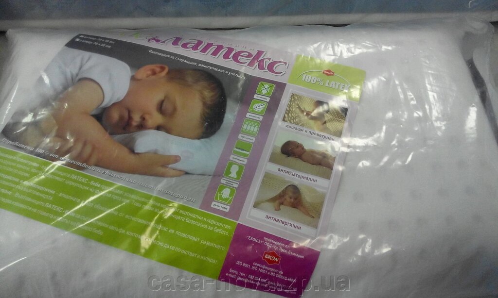 Подушка латексна - дитяча подовжена, фабрика EKOH (Болгарія) від компанії CASA-NOVA меблевий салон в Запоріжжі - матраци, меблі, спальні - фото 1