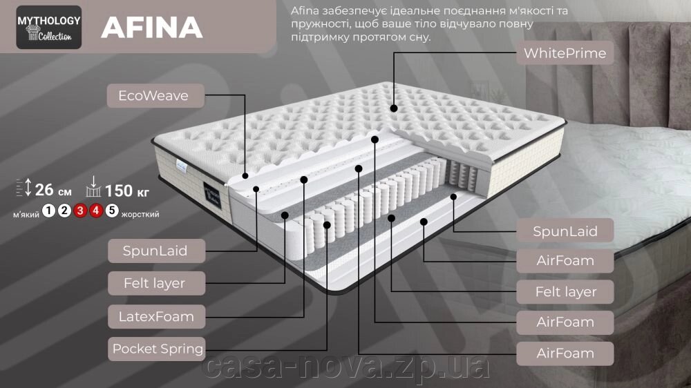 Високий преміум матрац AFINA - Mythology, TM Family Sleep від компанії CASA-NOVA меблевий салон в Запоріжжі - матраци, меблі, спальні - фото 1