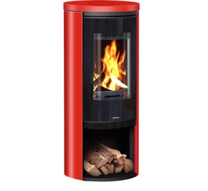 Color Stove G1 BLACK STEEL RED CERAMICS сучасна кругла піч в червоному кольорі