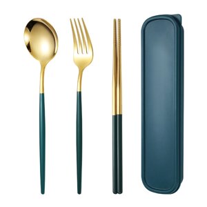 Golden Bamboo Line — мінімалістичний набір у золотисто-зеленому стилі для офісу, пікніка або дорожніх перекусів