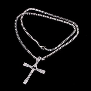 Хрест Домініка Торетто з ланцюжком, сріблястий