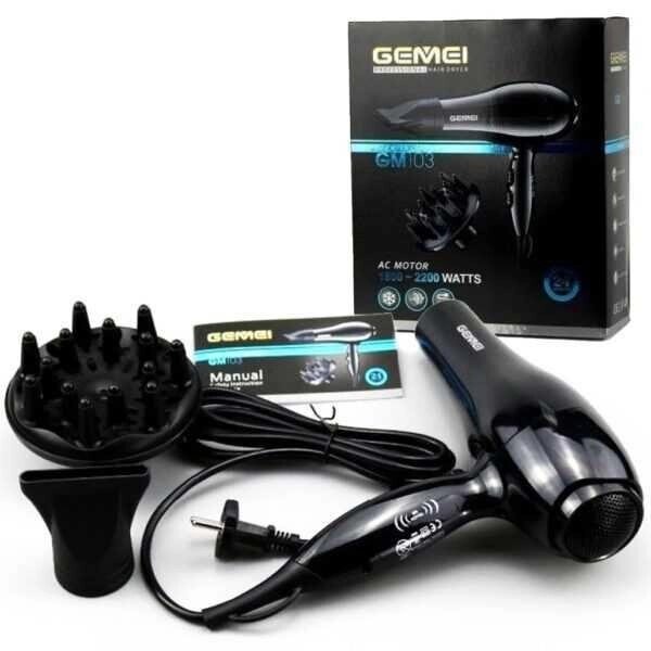 Акція! Фен для волосся Gemei GM-103 сенсорний Чорний від компанії Artiv - Інтернет-магазин - фото 1