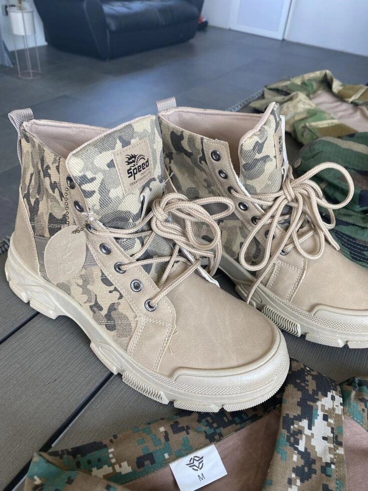 Берці, черевики хакі камуфляж, літнє військове взуття від компанії Artiv - Інтернет-магазин - фото 1
