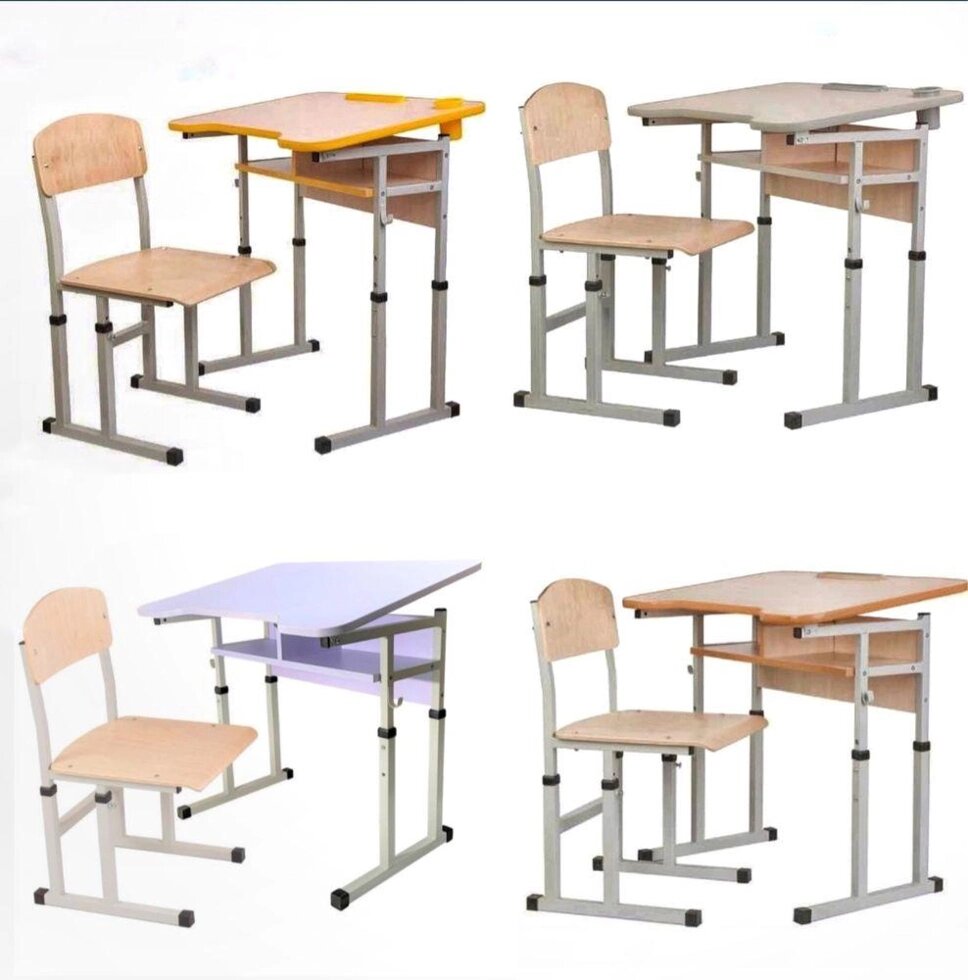 Безп. дост з нахилом дитяча парта + стілець регулюванням по висот шкільна від компанії Artiv - Інтернет-магазин - фото 1