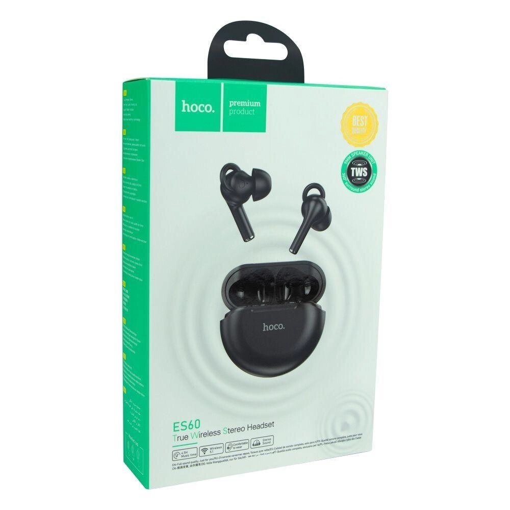 Bluetooth навушники Hoco ES 60 чорні затички гарний звук якість від компанії Artiv - Інтернет-магазин - фото 1