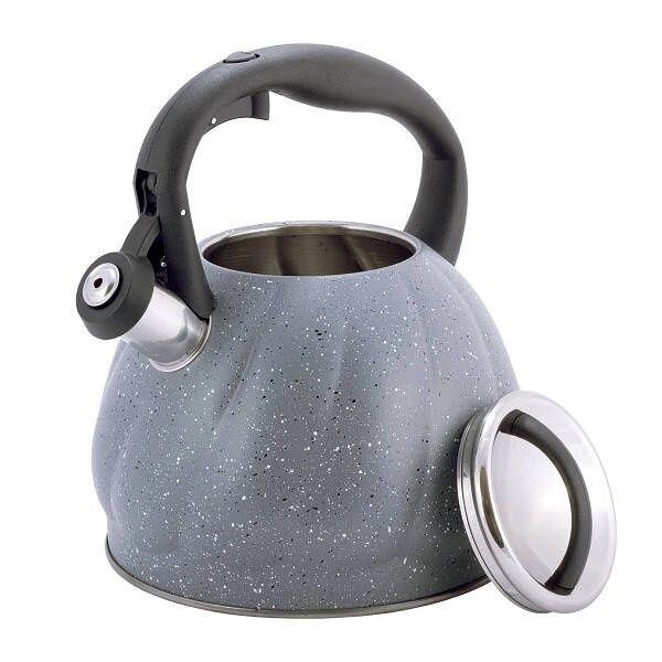 Чайник Kamille Сірий 3л з нержавіючої сталі зі свистком і нейлонової р від компанії Artiv - Інтернет-магазин - фото 1