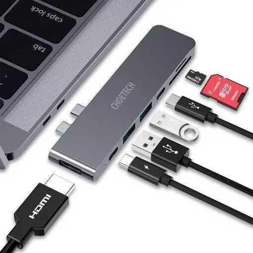 CHOETECH HUB-M14 7-В-1 USB-Адаптер-концентратор C 4K HDMI, 2 USB 3.0 від компанії Artiv - Інтернет-магазин - фото 1