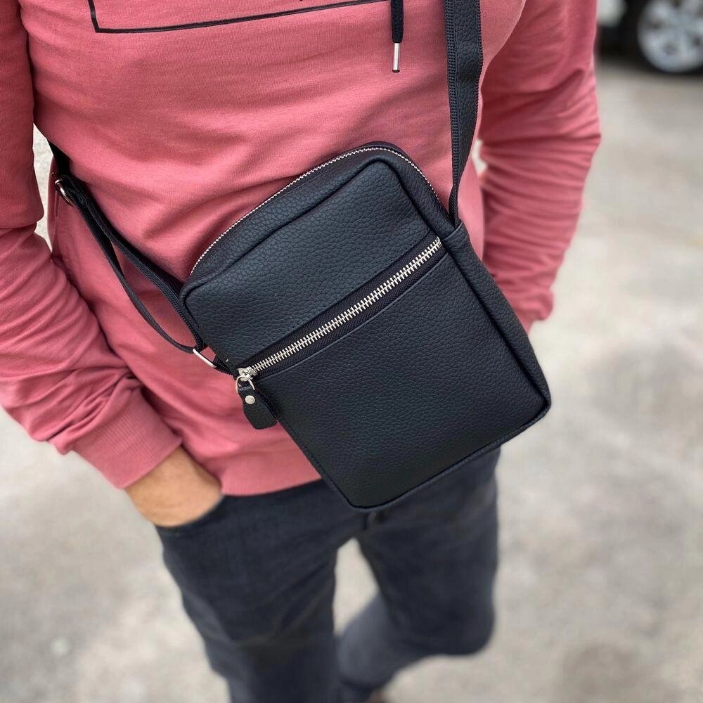Чоловіча барсетка сумка через плече невелика зручна чорна від компанії Artiv - Інтернет-магазин - фото 1