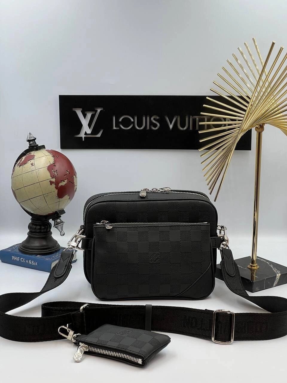 Чоловіча сумка через плече 3в1 чорна Louis Vuitton h Messenger від компанії Artiv - Інтернет-магазин - фото 1