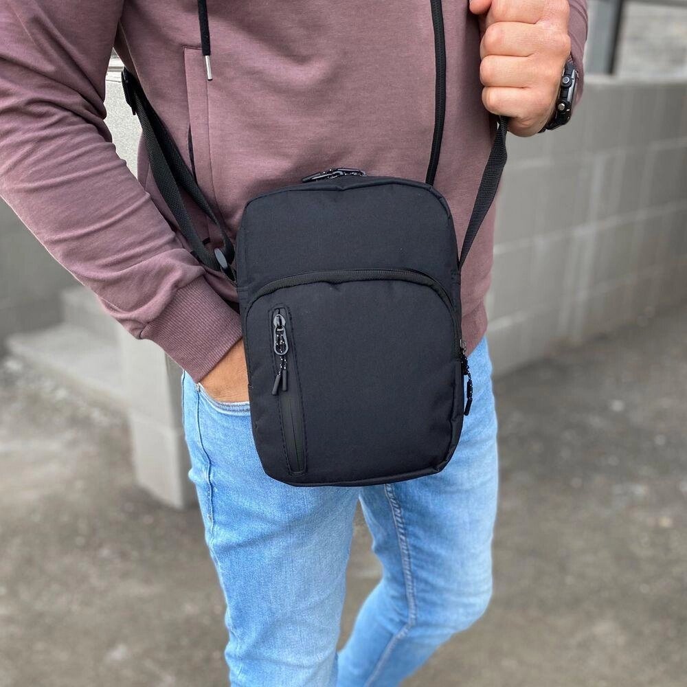 Чоловіча сумка через плече барсетка чорна текстильна від компанії Artiv - Інтернет-магазин - фото 1