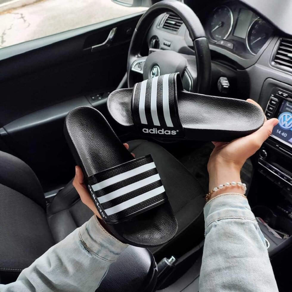 Чоловічі шльопанці Adidas чорні шльопанці сланці Адідас чорні від компанії Artiv - Інтернет-магазин - фото 1