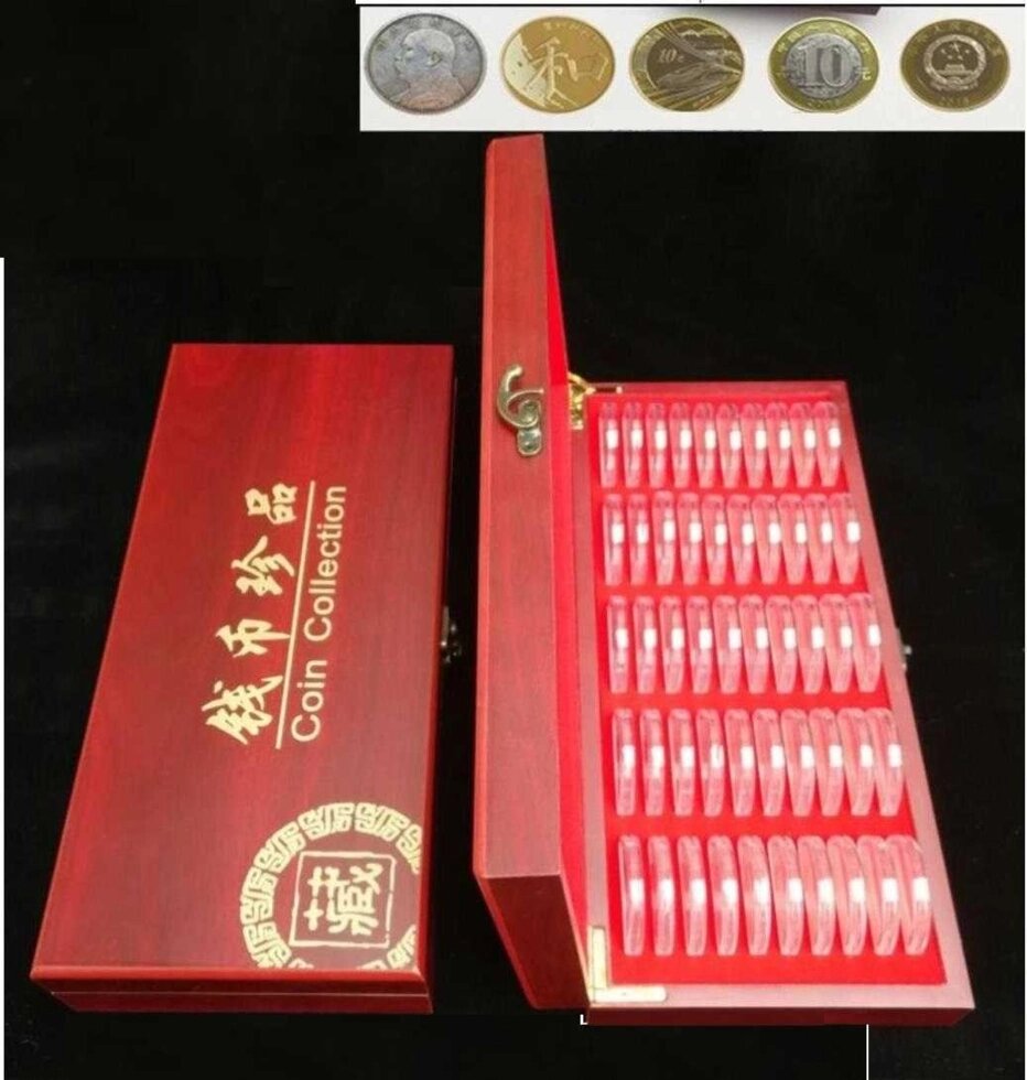 Дерев'яний бокс скринька для 50 монет з капсулами та вкладишами від компанії Artiv - Інтернет-магазин - фото 1