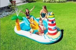 Дитячий надувний басейн з гіркою ігровий центр Intex 57162 фонтан