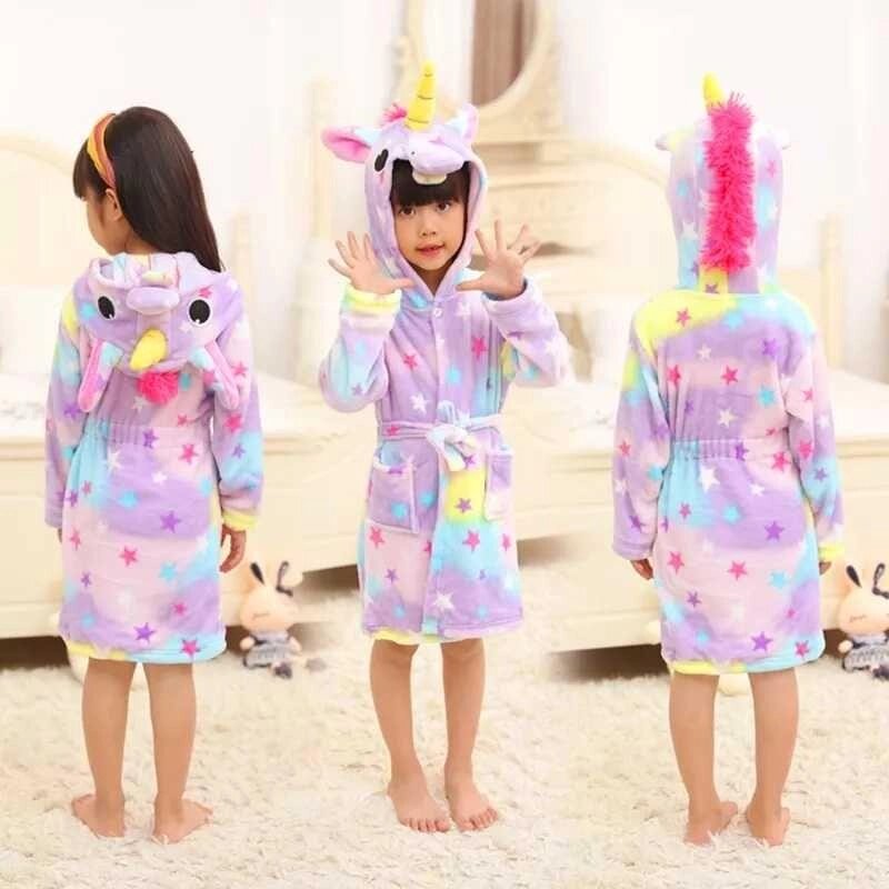 Дитячий махровий халат Кігурумі єдиноріг зоряний для дівчинки кингурами від компанії Artiv - Інтернет-магазин - фото 1