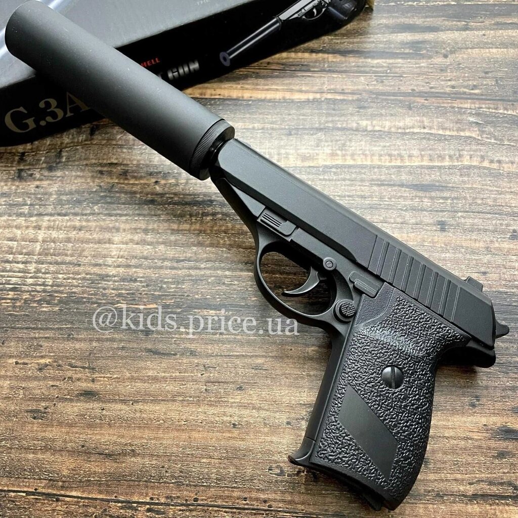 Дитячий металевий пістолет з глушником Walther на пульках / Пистолет від компанії Artiv - Інтернет-магазин - фото 1