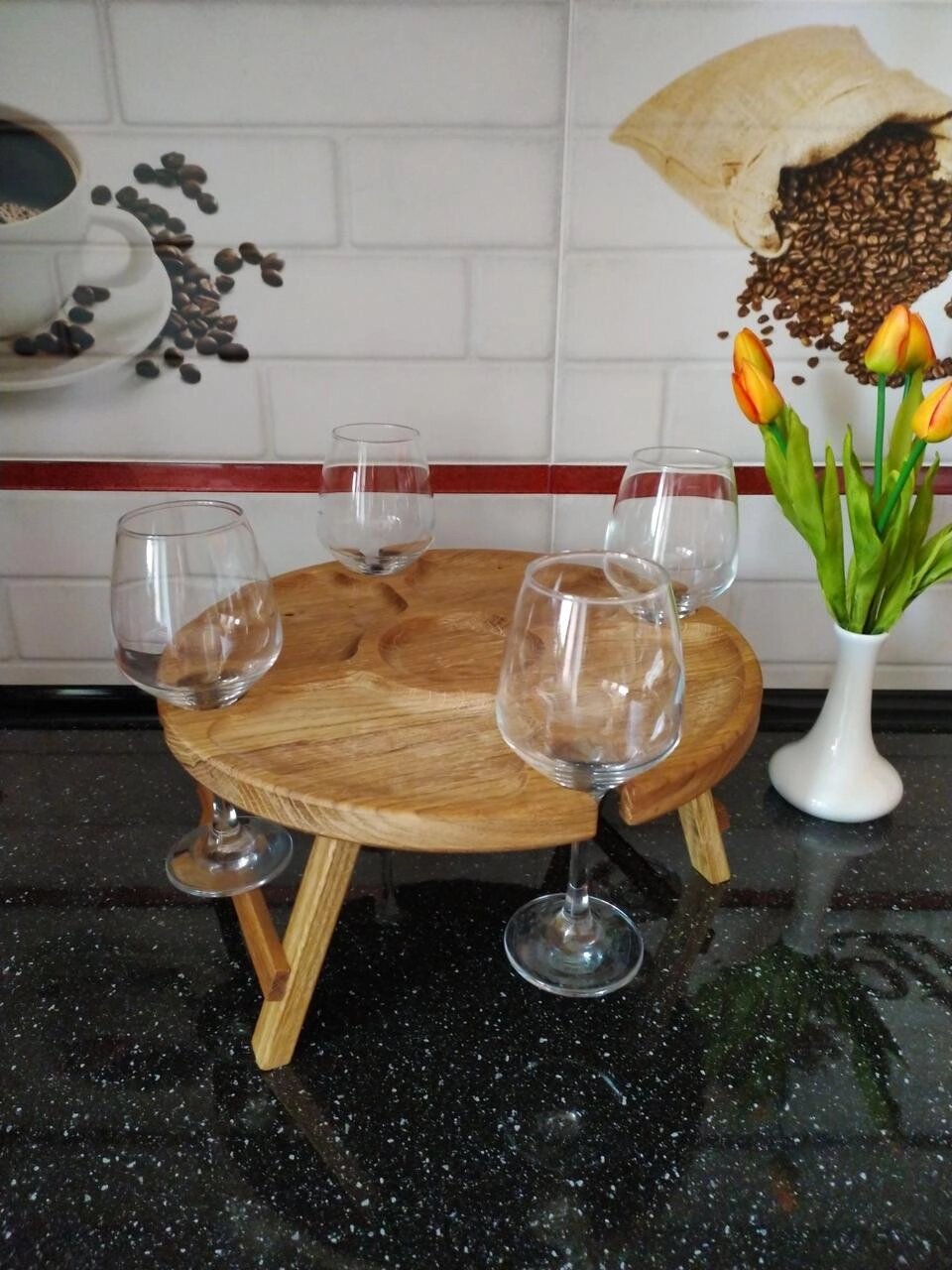 Дубовий винний столик, ВЛАСНЕ ВИРОБНИЦТВО, столик для пікніка від компанії Artiv - Інтернет-магазин - фото 1
