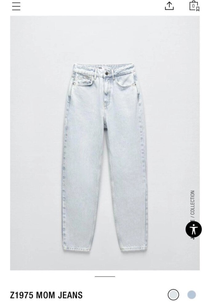 Джинси ZARA блакитні mom jeans від компанії Artiv - Інтернет-магазин - фото 1