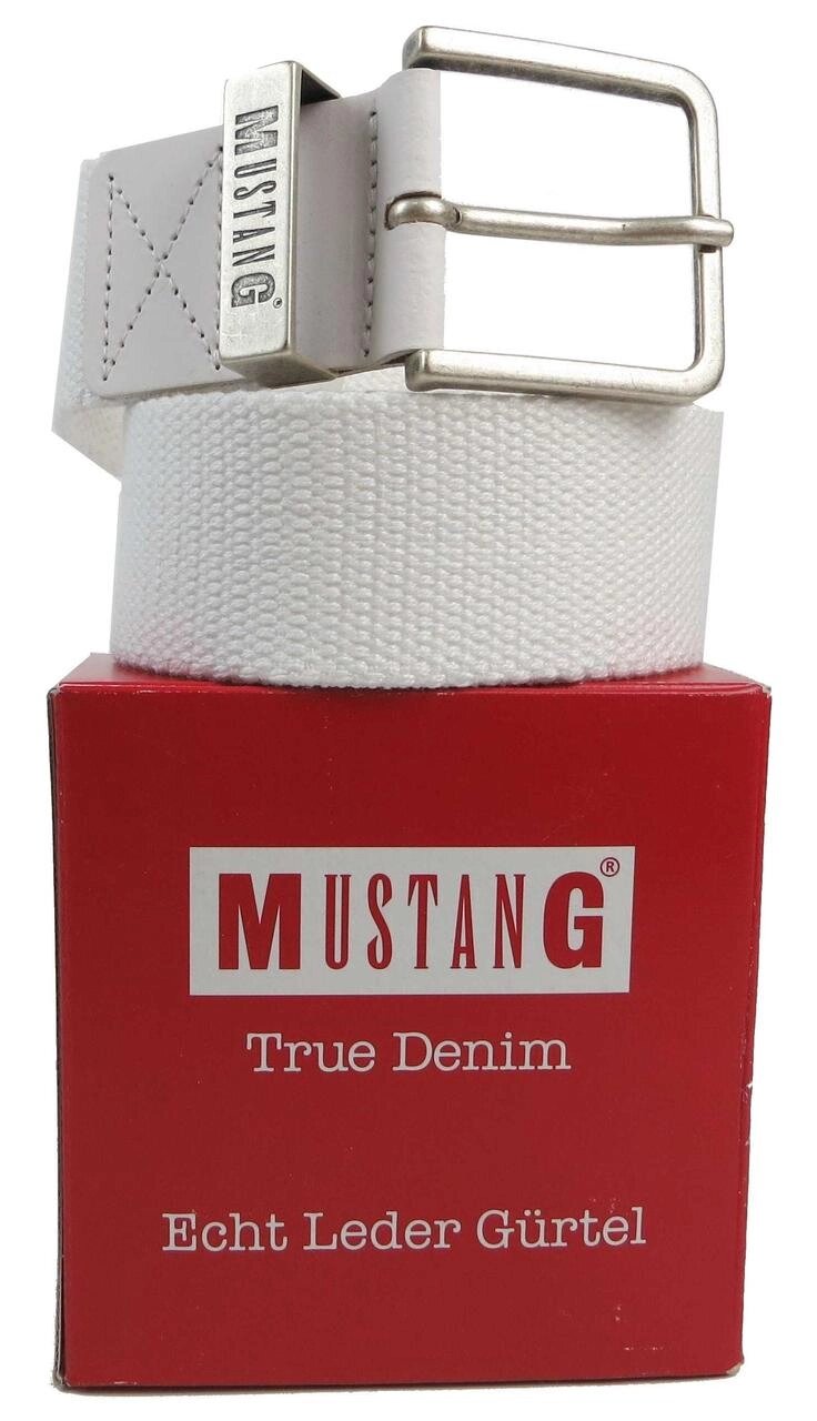 Фірмовий жіночий тканинний ремінь стропа під джинси Mustang білий від компанії Artiv - Інтернет-магазин - фото 1