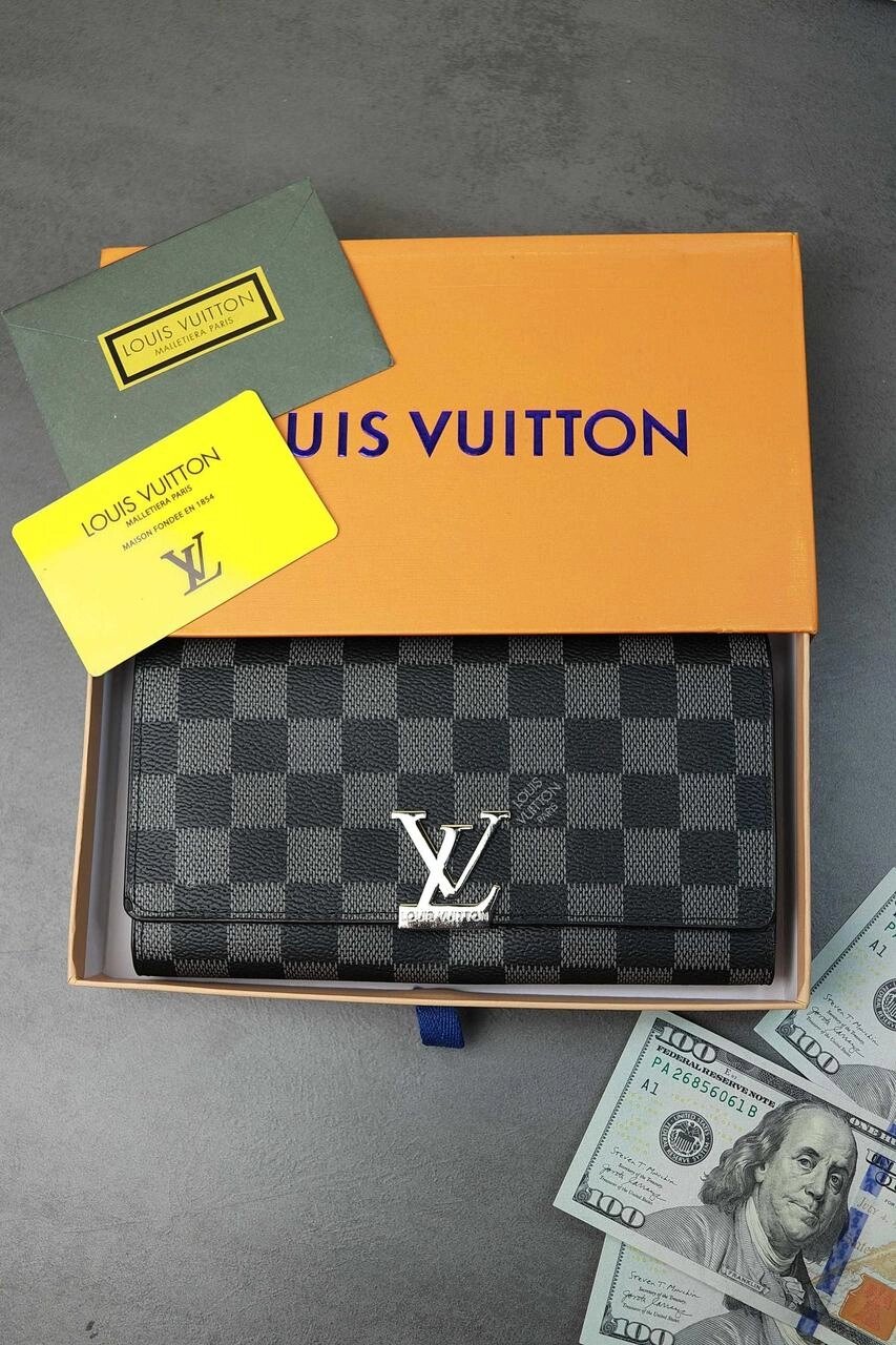 Гаманець Louis Vuitton Луї Віттон LUX NEW 2023 чорний клітинка від компанії Artiv - Інтернет-магазин - фото 1
