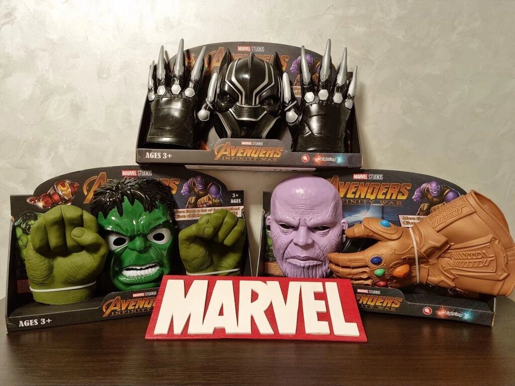 Ігрові набори: Халк, Танос, Пантера/маска+рукавички/Супергерої Марвел! від компанії Artiv - Інтернет-магазин - фото 1