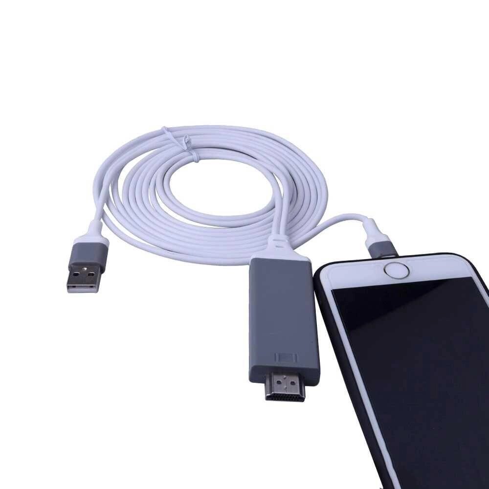 Кабель Lightning HDMI MHL 2 м. Під'єднайте iPhone або iPad до телевізора від компанії Artiv - Інтернет-магазин - фото 1