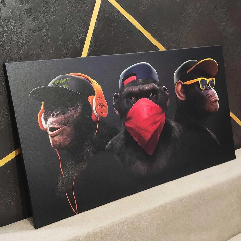 Картина на полотні Три мавпи від компанії Artiv - Інтернет-магазин - фото 1