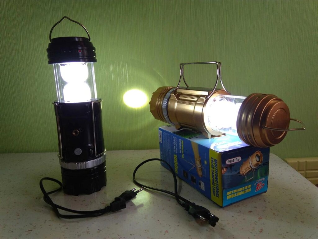 Кемпінгова LED лампа SB-9688 з ліхтариком та сонячною панеллю від компанії Artiv - Інтернет-магазин - фото 1
