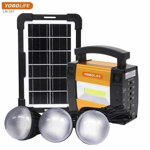 Ліхтар ручний + зарядна станція +сонячна панель і 3 лампи YoboLife 367 від компанії Artiv - Інтернет-магазин - фото 1