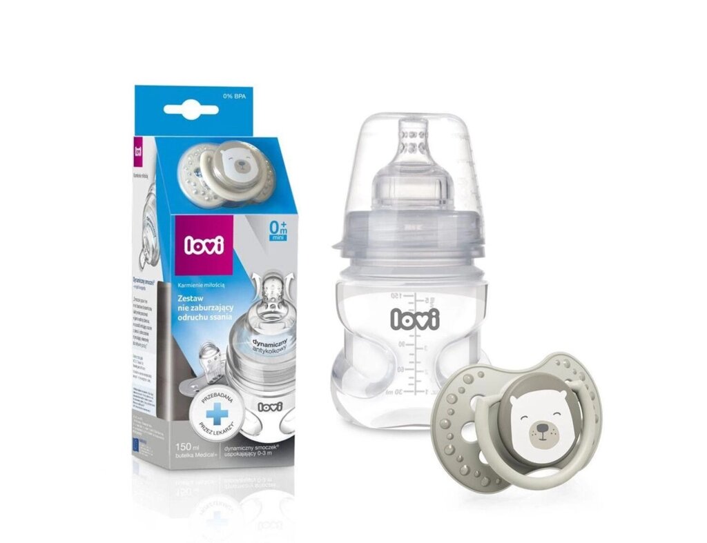 Lovi Set Bottle та Pacifier Buddy Bear 150ml від компанії Artiv - Інтернет-магазин - фото 1