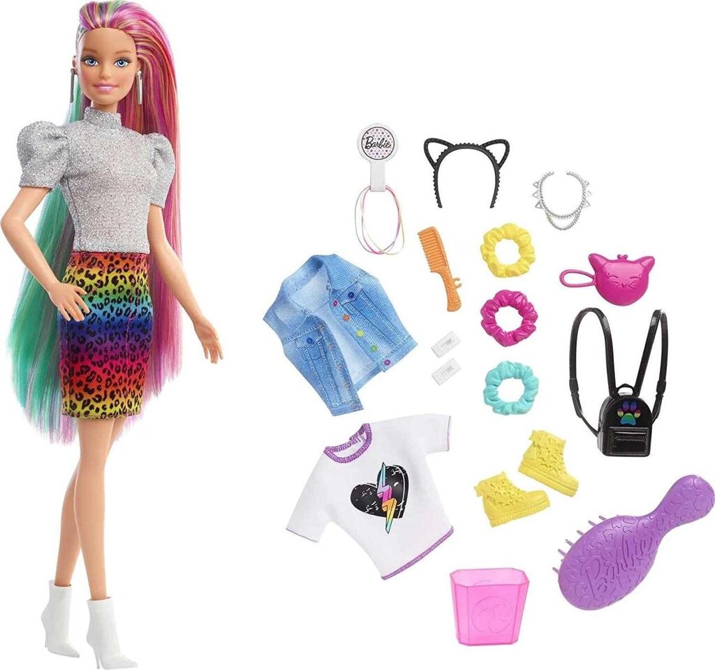 Лялька Барбі райдужний леопард змінює колір Barbie Leopard Rainbow Hair від компанії Artiv - Інтернет-магазин - фото 1