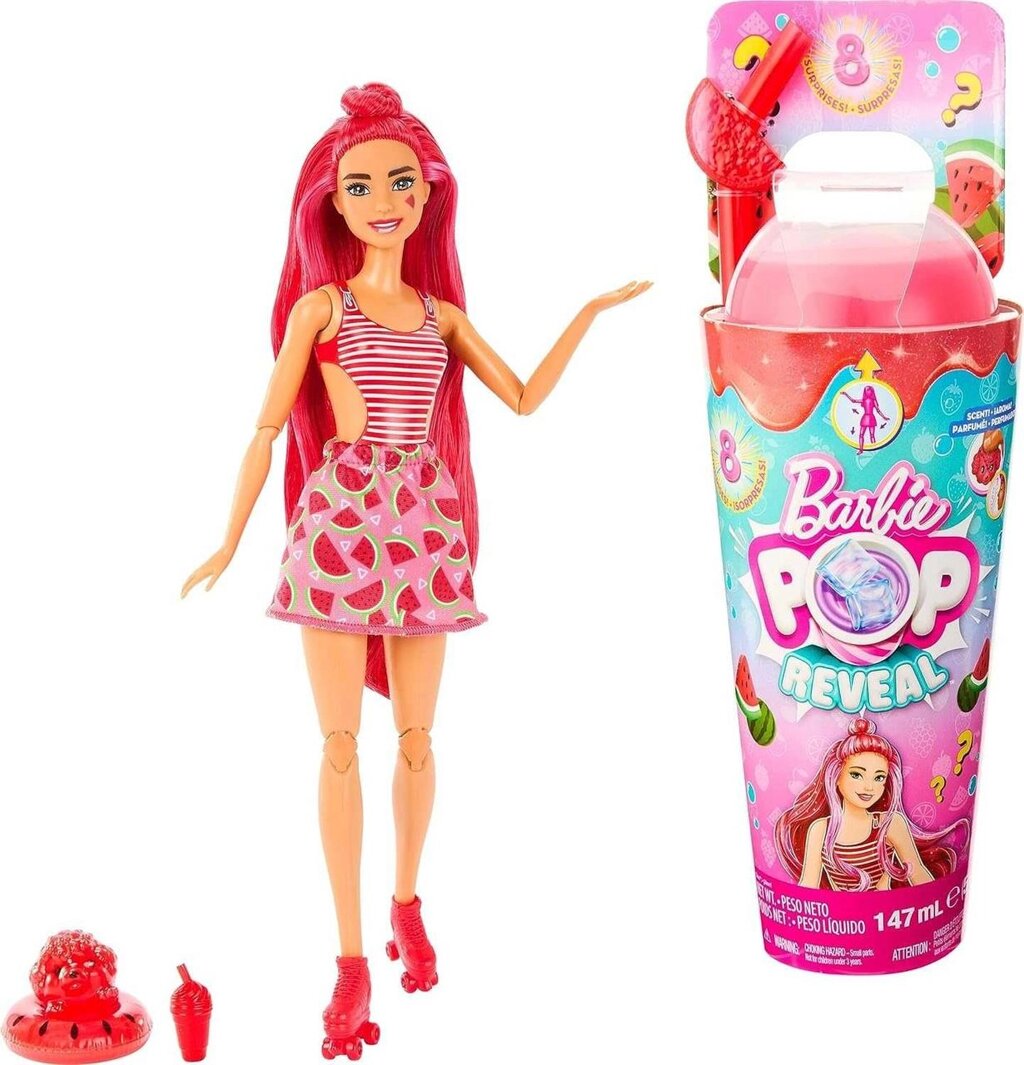Лялька Барбі Соковиті фрукти Кавунна смузі Barbie Pop Reveal змінює колір від компанії Artiv - Інтернет-магазин - фото 1