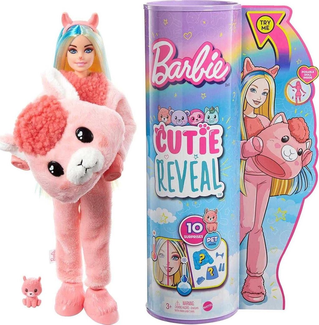 Лялька Барбі в костюмі Лама Barbie Doll Cutie Reveal Deer, змінює колір від компанії Artiv - Інтернет-магазин - фото 1