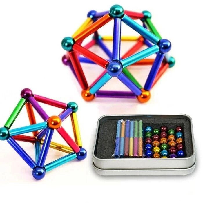 Магнітний конструктор головоломка палички та кульки 63 деталі неокуб від компанії Artiv - Інтернет-магазин - фото 1