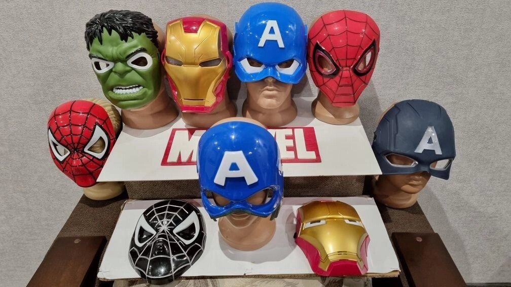 Маски Супергероїв Марвел: Спайдер, Халк, Залізна людина, Капітан Америка. від компанії Artiv - Інтернет-магазин - фото 1