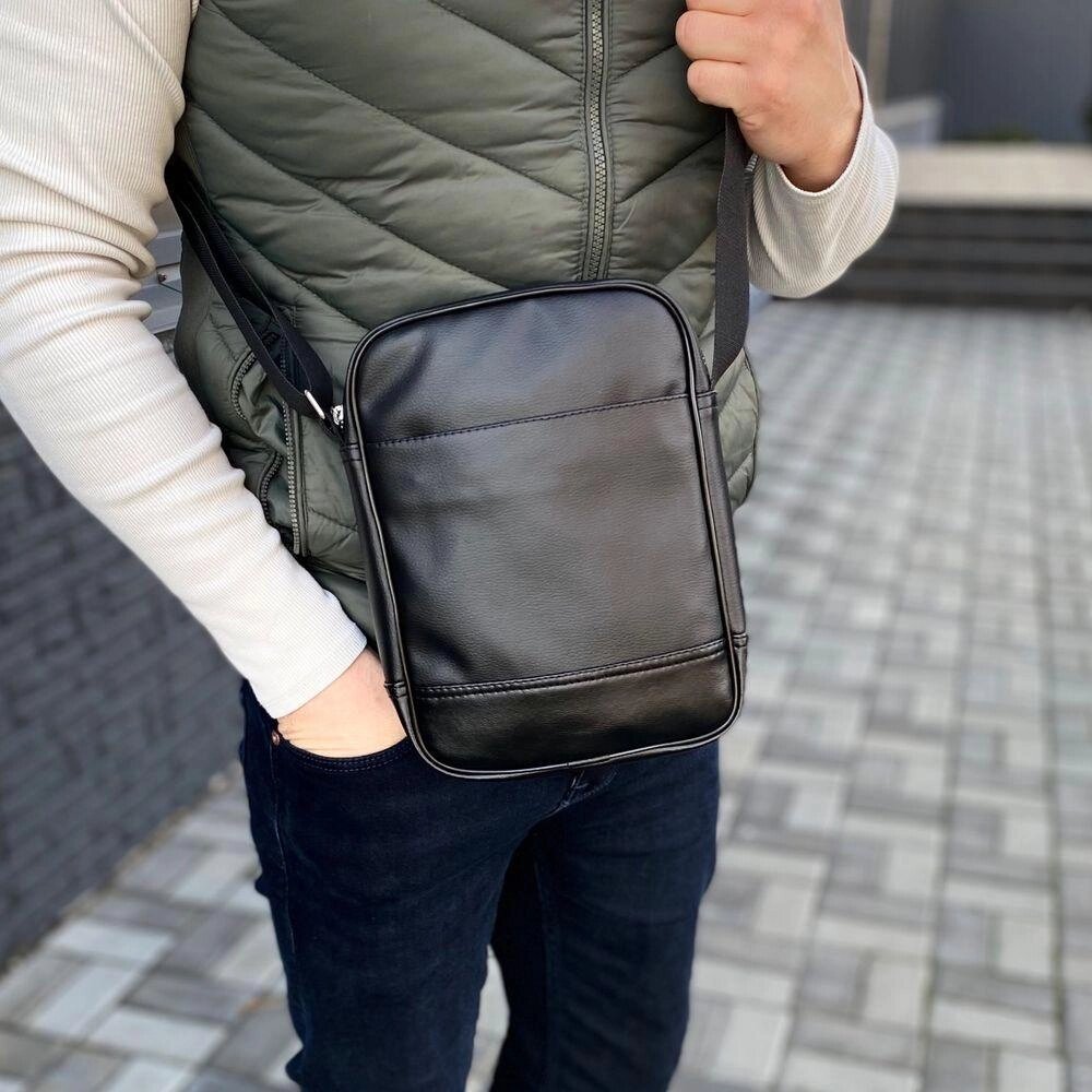 Месенджер чоловічий сумка через плече чорна барсетка екошкіра від компанії Artiv - Інтернет-магазин - фото 1
