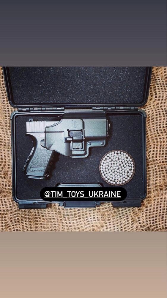 Металевий пістолет Galaxy G15 Глок 17 PRO +кобура, на кульках 6мм від компанії Artiv - Інтернет-магазин - фото 1