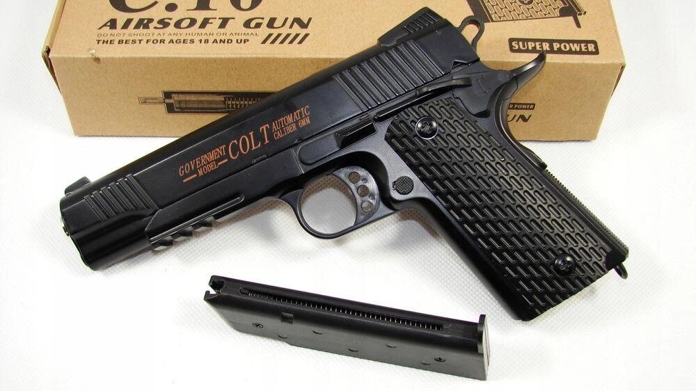Металевий пістолет (іграшка) Colt Force Rail PRO+ на пластик пульках від компанії Artiv - Інтернет-магазин - фото 1