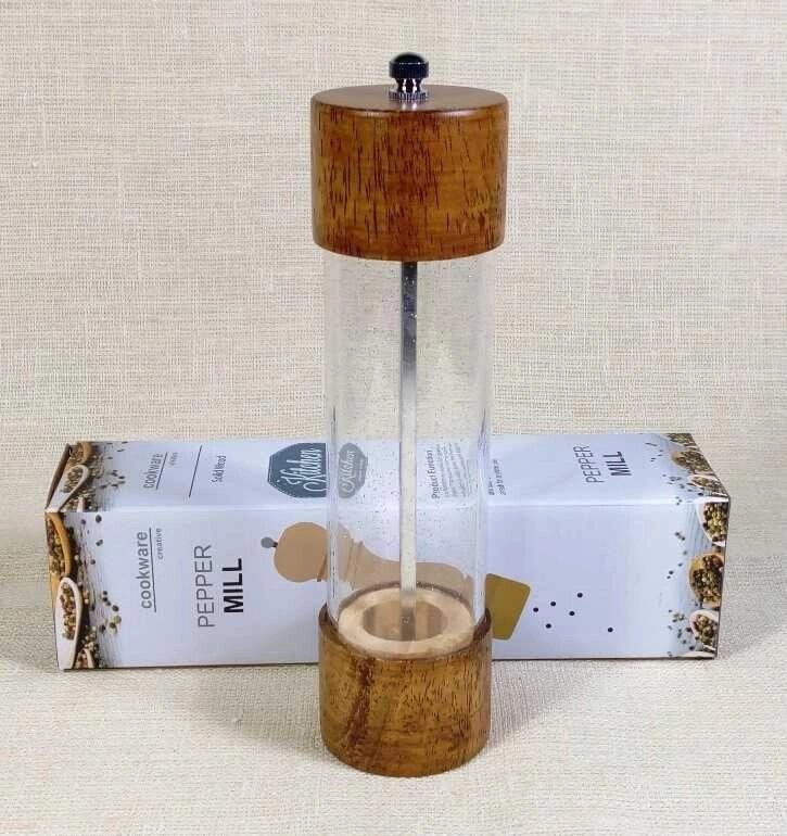 Млин для солі перцю спецій 21.5 см із каучукового дерева й акрилу від компанії Artiv - Інтернет-магазин - фото 1