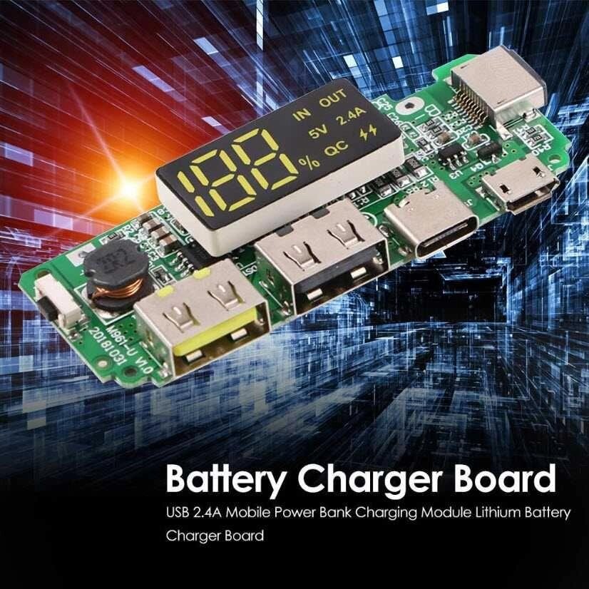 Модуль повербанк LED дисплей Dual USB 5 V 2.4 A QC USB плата Powerbank від компанії Artiv - Інтернет-магазин - фото 1