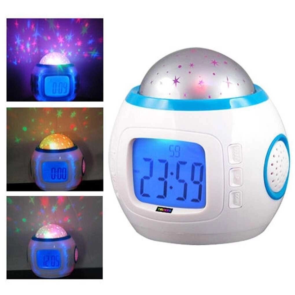 Музичний нічник-проєктор Зоряне небо 1038 з годинником і будильником від компанії Artiv - Інтернет-магазин - фото 1