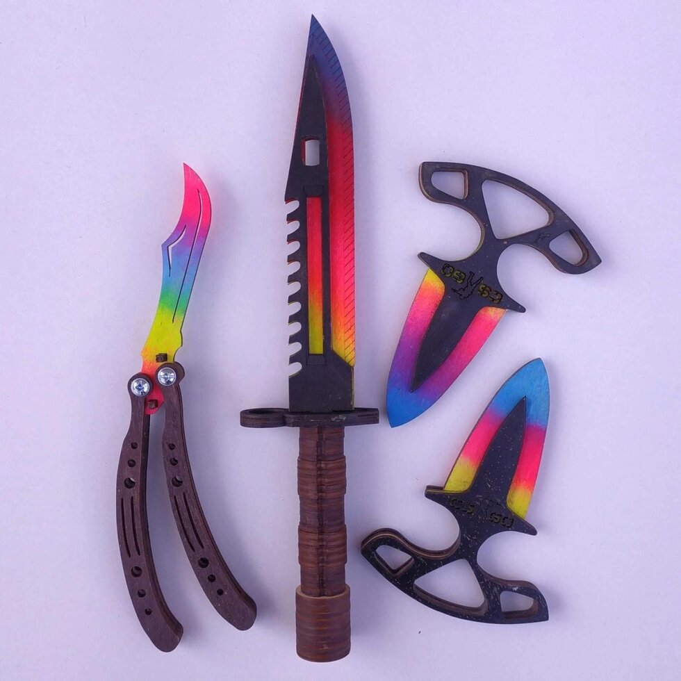 Набір дерев'яних ножів CS: GO КС: ГО 4шт. Метелик, Тичкові, Штик Ніж від компанії Artiv - Інтернет-магазин - фото 1