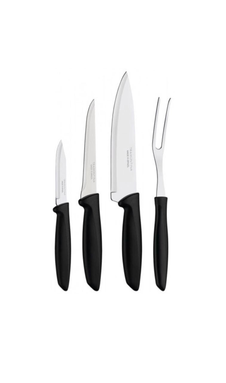 Набір ножів Tramontina Plenus black/grey, 4 предмети від компанії Artiv - Інтернет-магазин - фото 1