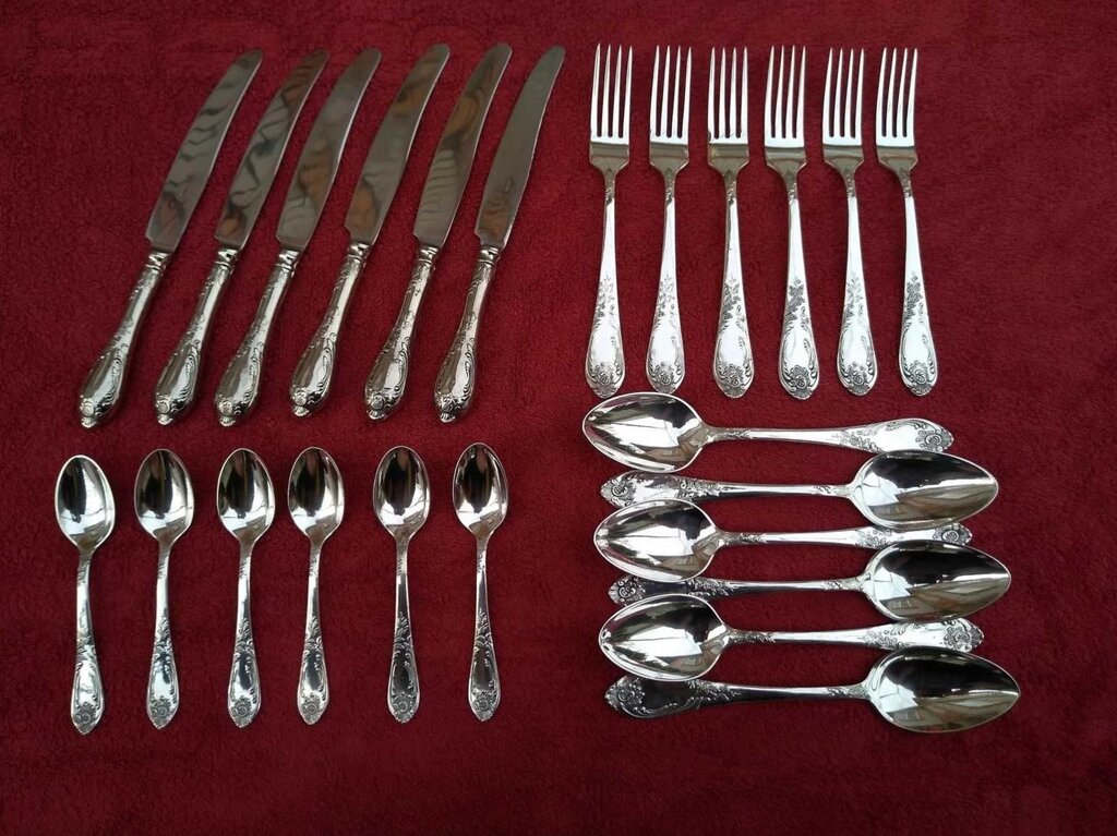 Набір столової ложки вилки ножі на 6 осіб покриті сріблом з СРСР від компанії Artiv - Інтернет-магазин - фото 1